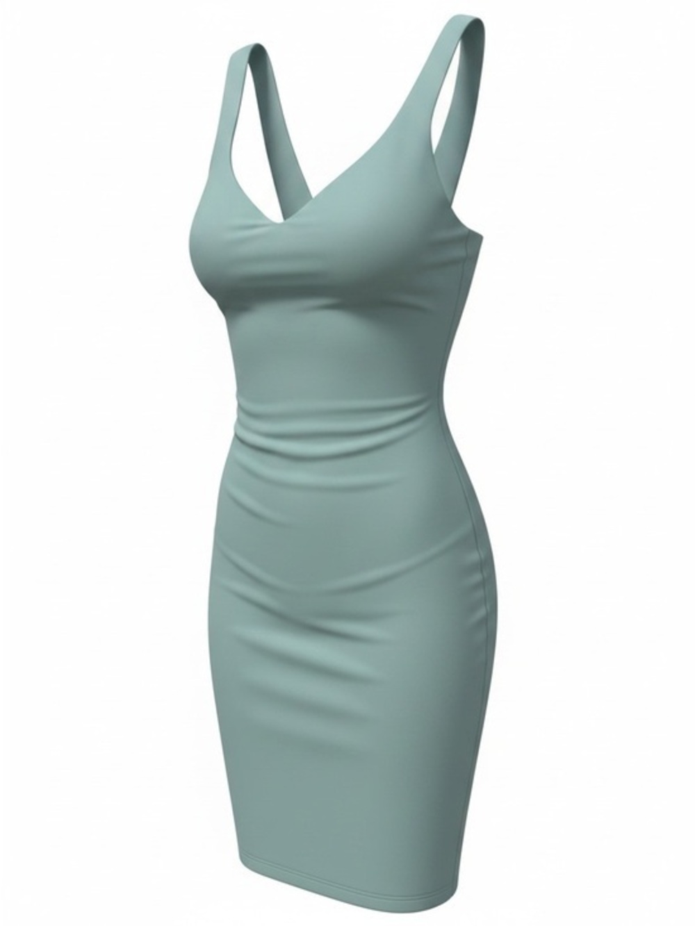 Slim V-Neck Bodycon Dress in Sage Green